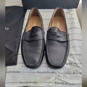 Russell & Bromley Black Saddle Driver Leather Slip-On Loafers